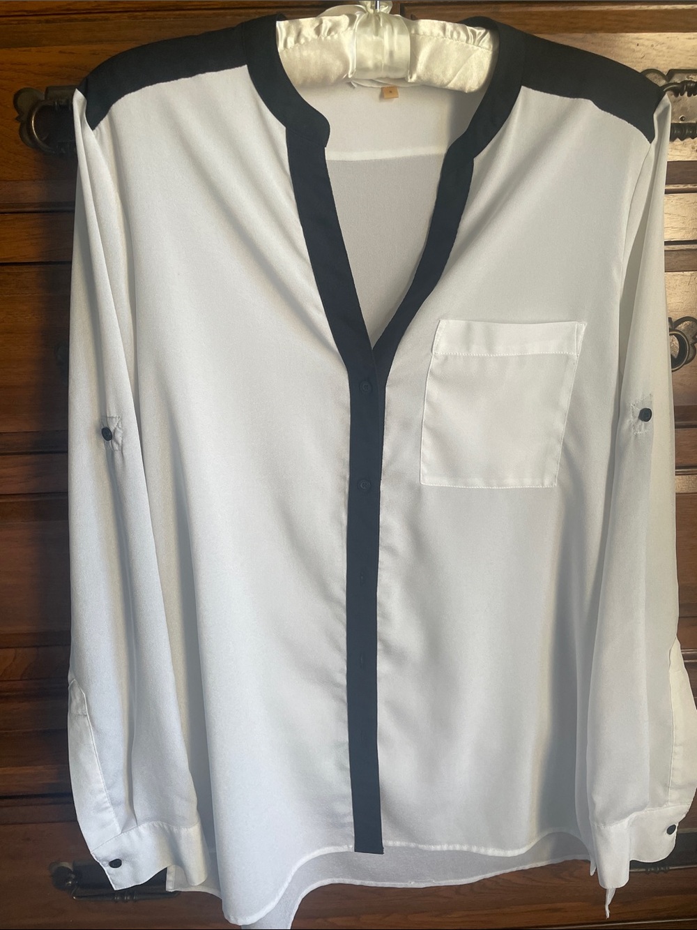 Calvin Klein White Blouse with Black Trim